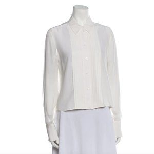 EQUIPMENT Silk Long Sleeve Button-Up Top, Size P